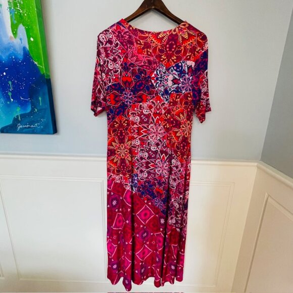 Soft Surroundings Mixed Media Stretch Jersey Maxi Dress Flowy Large Petite - Picture 8 of 9